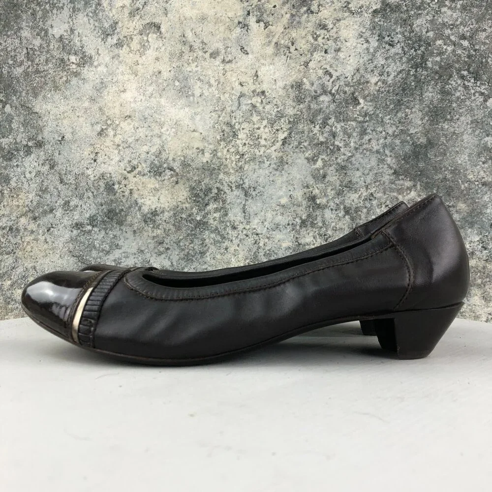 AGL Attilio Giusti Leombruni Women's Size 39.5 (9.5) Brown Leather Slip On Pumps